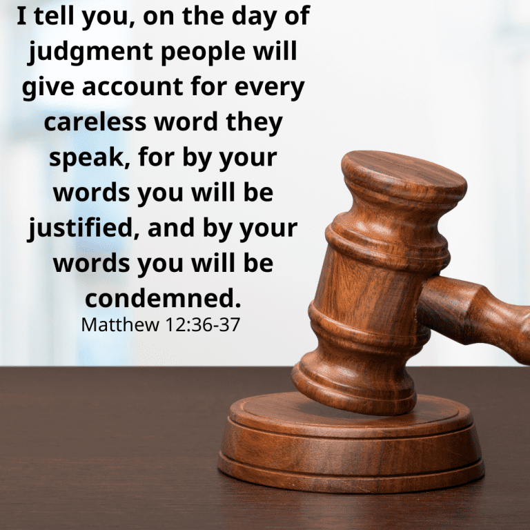 I tell you, on the day of judgment people will give account for every careless word they speak, for by your words you will be justified, and by your words you will be condemned.