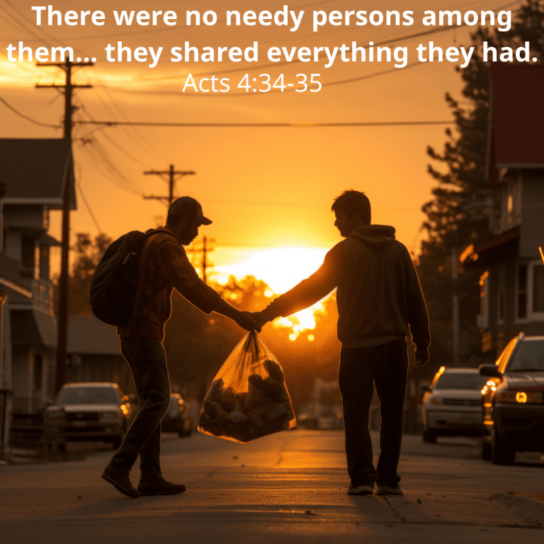 There were no needy persons among them… they shared everything they had.