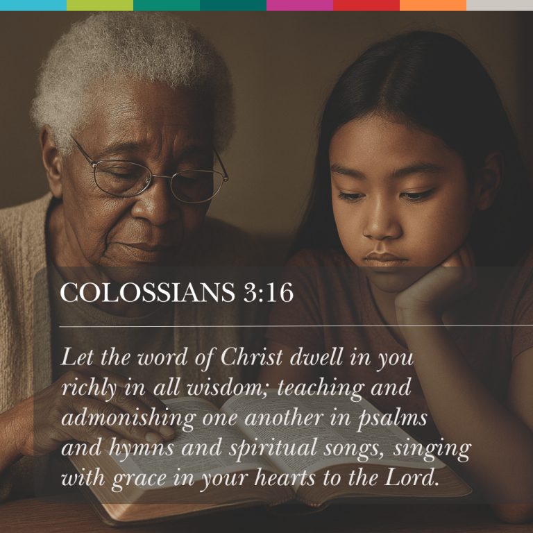Let the word of Christ dwell in you richly in all wisdom; teaching and admonishing one another in psalms and hymns and spiritual songs, singing with grace in your hearts to the Lord.